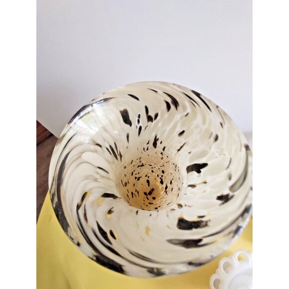 Todd Oldham Heavy Art Glass Vase White, Gold, Brown Mottle Design 12.5" - Picture 4 of 15